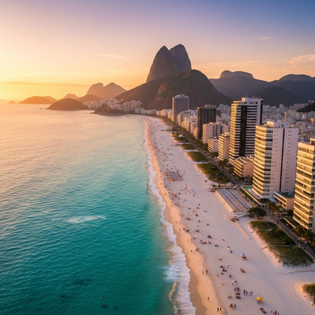 Beautiful Ipanema Beach coastline in Rio de Janeiro